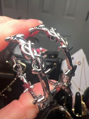 Silver Interlocking Logo Hoop Earrings
